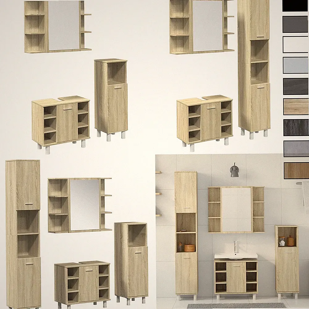 Badmöbel Set Badezimmermöbel Bad Spiegel Waschtisch Unterschrank Badschrank