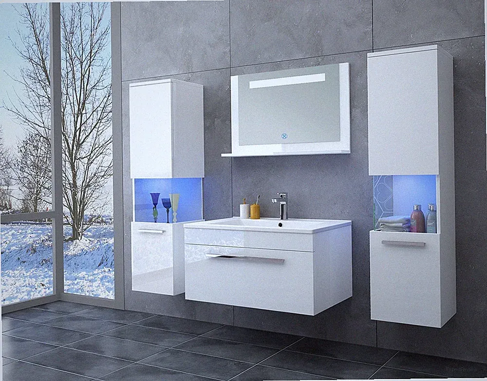 Badmöbel-Set | Badezimmermöbel | Badezimmer | 2 Händeschränke | Spiegel