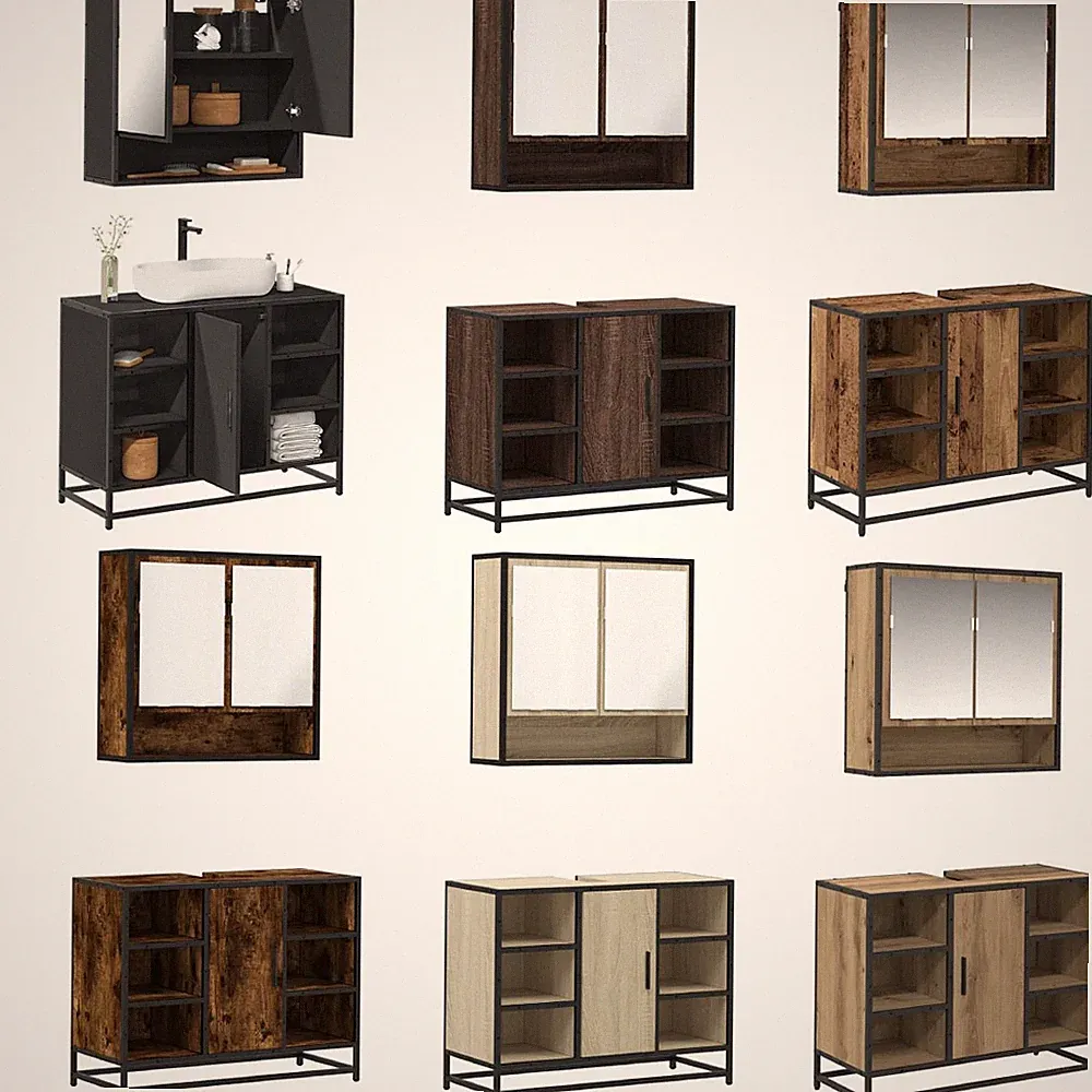 Badmöbel Set Badezimmermöbel Badschrank Unterschrank Badspiegel 2-tlg. vidaXL