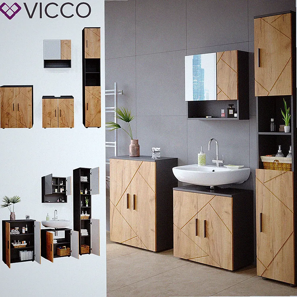 Badmöbel Set Badezimmermöbel Irma Spiegelschrank Badschrank Hochschrank Vicco
