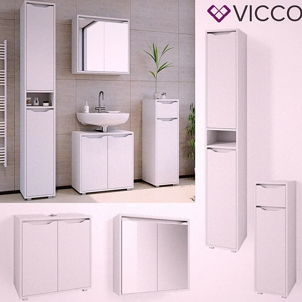 Badmöbel Set Badezimmermöbel Ruben Spiegelschrank Waschtisch Hochschrank Vicco