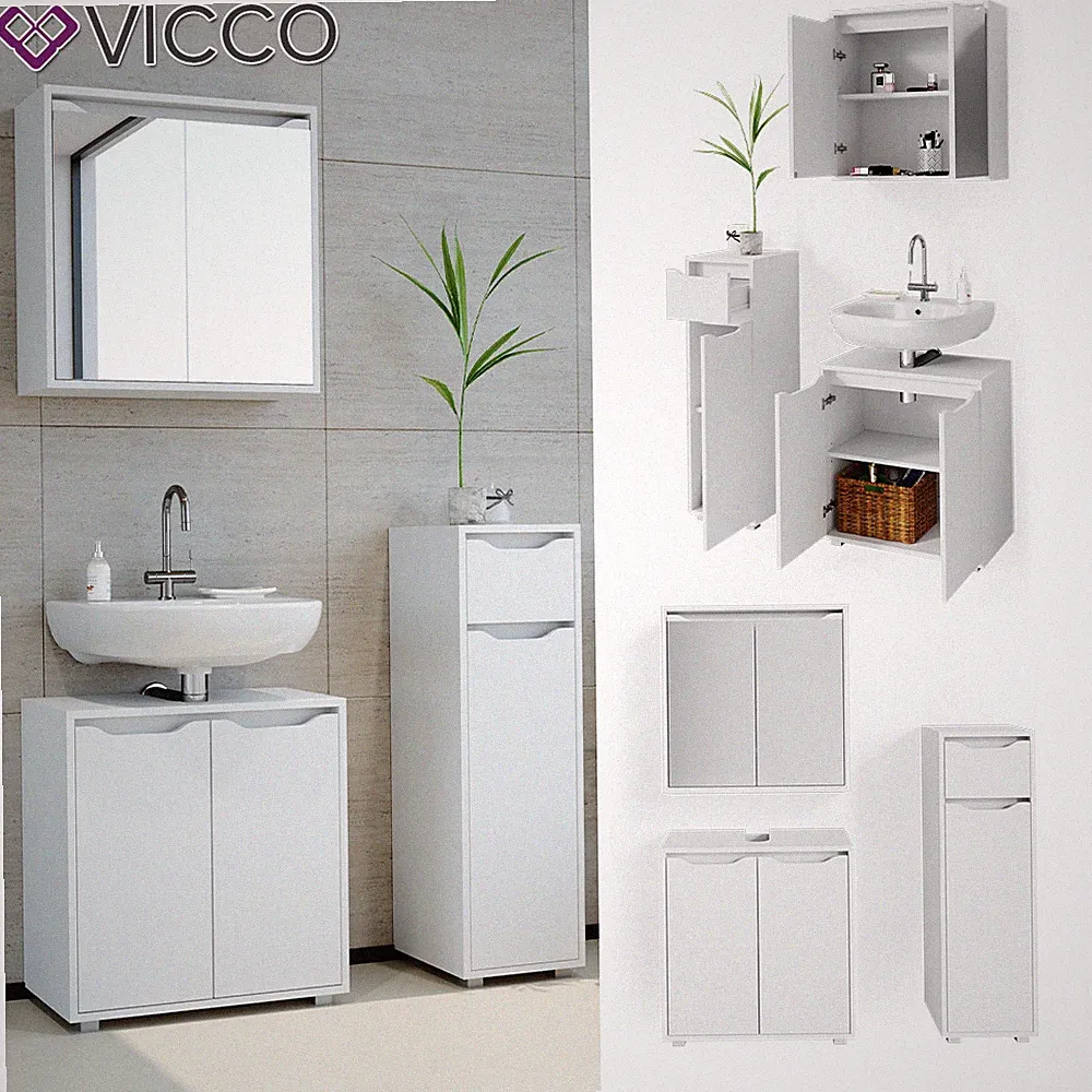 Badmöbel Set Badezimmermöbel Ruben Spiegelschrank Waschtisch Midischrank Vicco