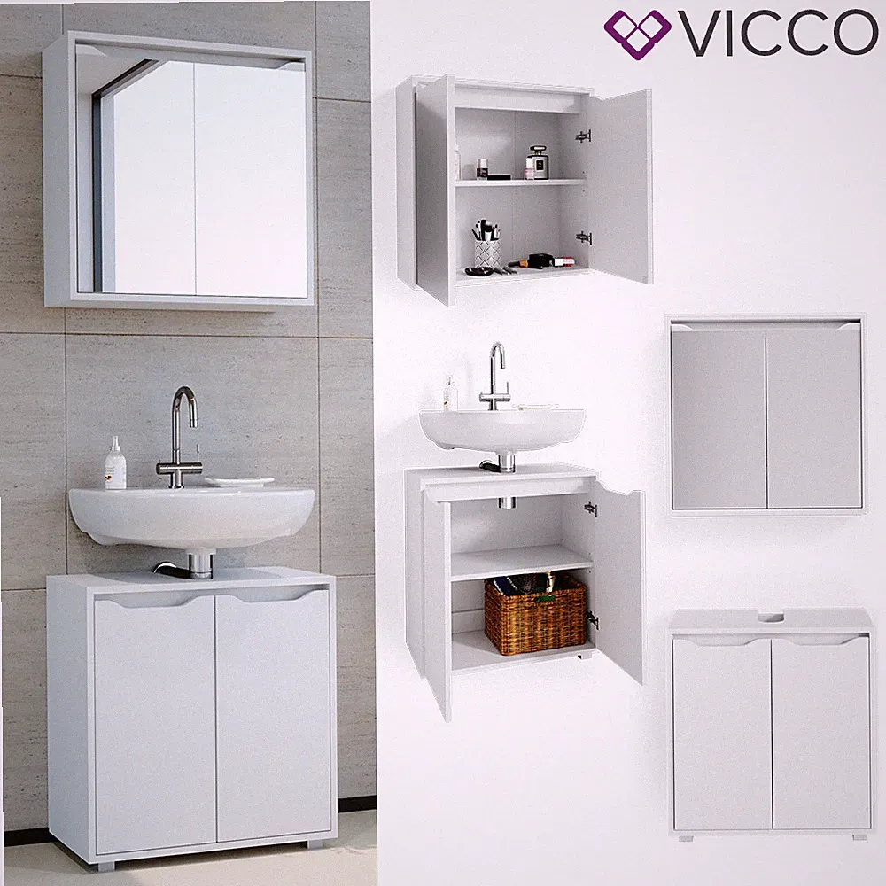 Badmöbel Set Badezimmermöbel Ruben Spiegelschrank Waschtischunterschrank Vicco