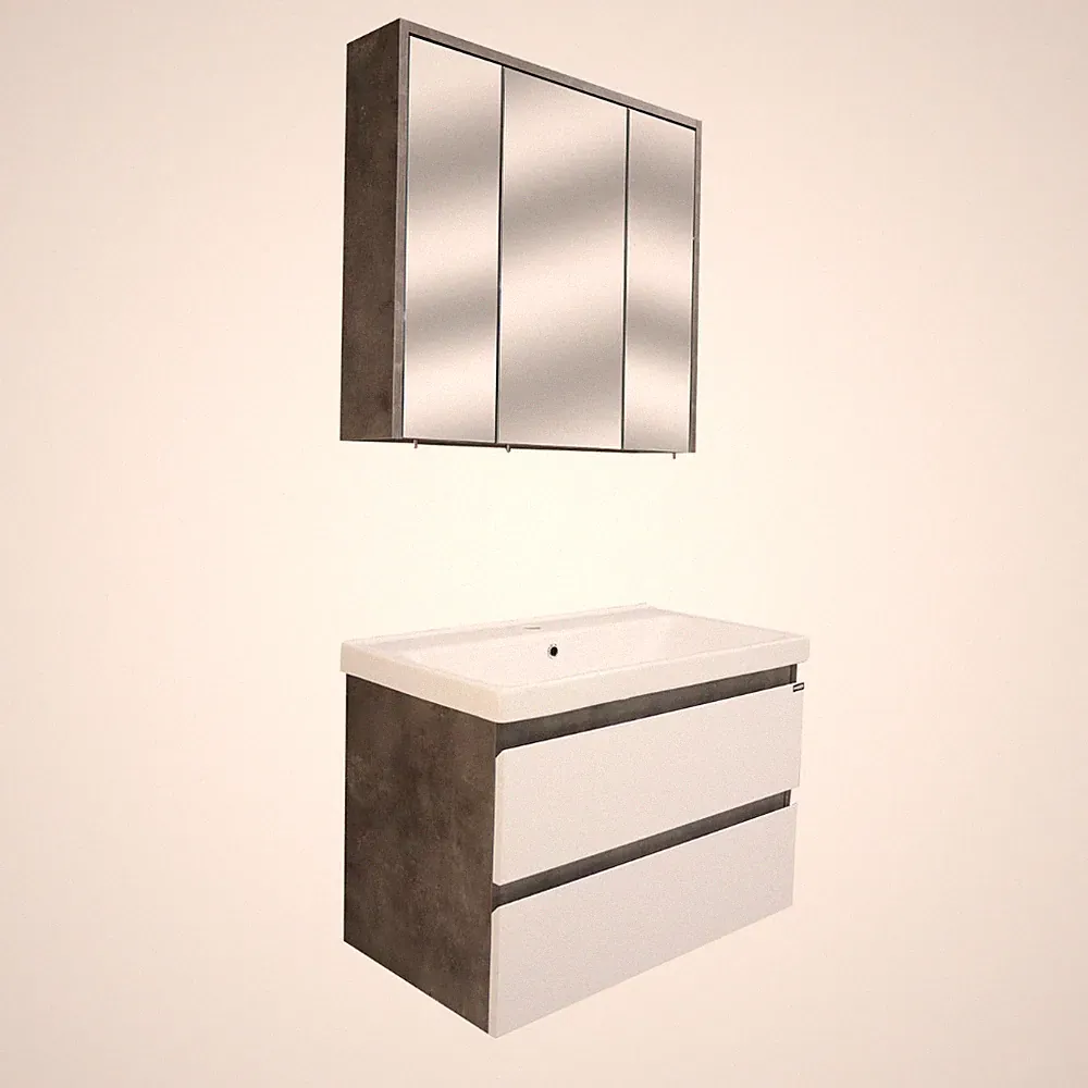 Badmöbel Set Badezimmermöbel Set Unterschrank 60/80cm Spiegelschrank Waschbecken