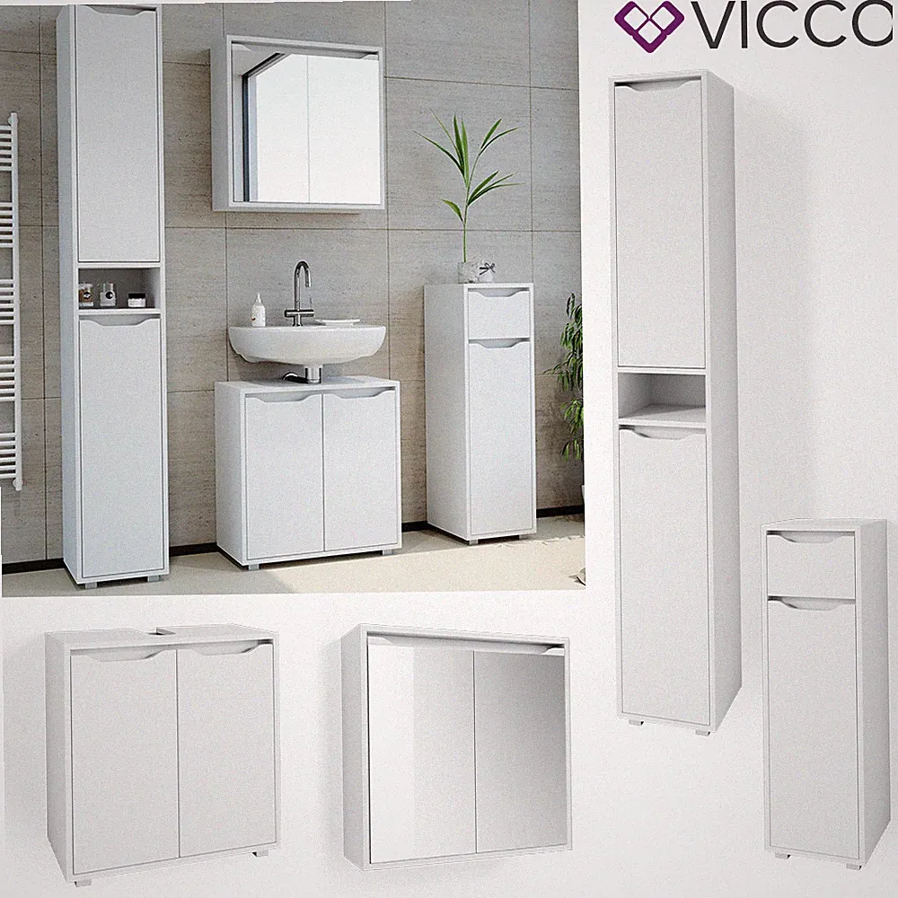 Badmöbel Set Badezimmermöbel Spiegelschrank Waschtisch Hochschrank Ruben Vicco