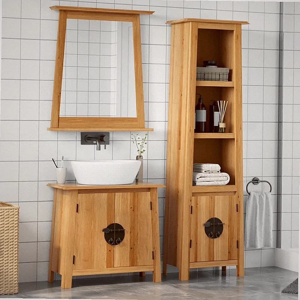 Badmöbel Set Badschrank Badezimmerschrank Badezimmermöbel Massivholz vidaXL