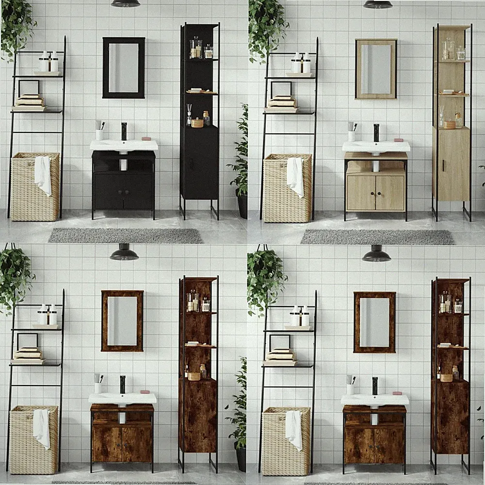 Badmöbel Set Badschrank Unterschrank Spiegelschrank Hochschrank 3-tlg. vidaXL