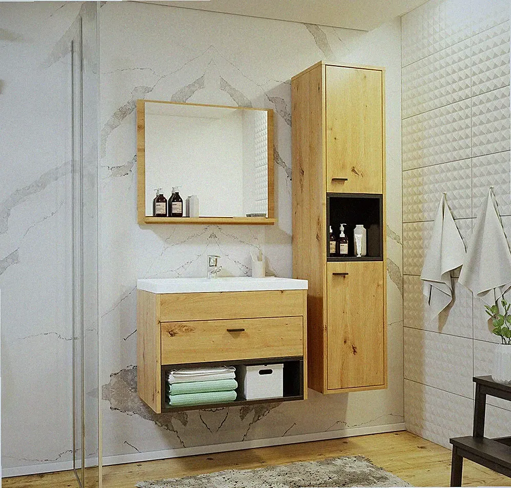 Badmöbel-Set Deliceto I mit Spiegel Badezimmer-Set mit Waschbecken M24