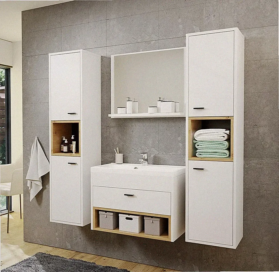 Badmöbel-Set Deliceto II mit Spiegel Stilvoll Badezimmer-Set mit Waschbecken M24