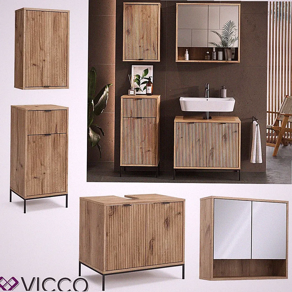 Badmöbel-Set Eliza Viking Oak 4 Teile Vicco