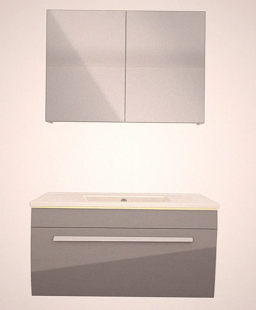 Badmöbel Set Gently 3 V1 Weiß/Grau MDF Waschtisch 80cm