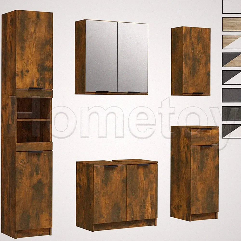 Badmöbel Set Hochschrank Badschrank Unterschrank Waschbecken Spiegelschrank