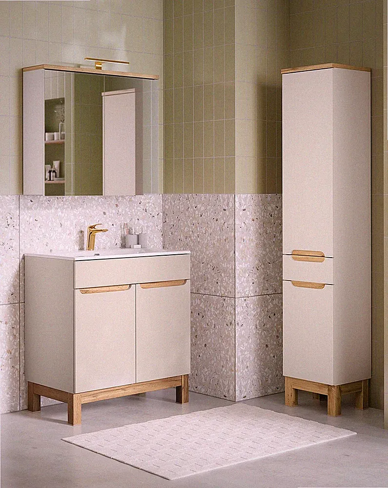 Badmöbel-Set KALLI Kaschmir 80cm 3-tlg. mit Spiegelschrank