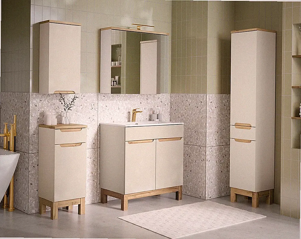 Badmöbel-Set KALLI Kaschmir 80cm 5-tlg. mit Spiegelschrank