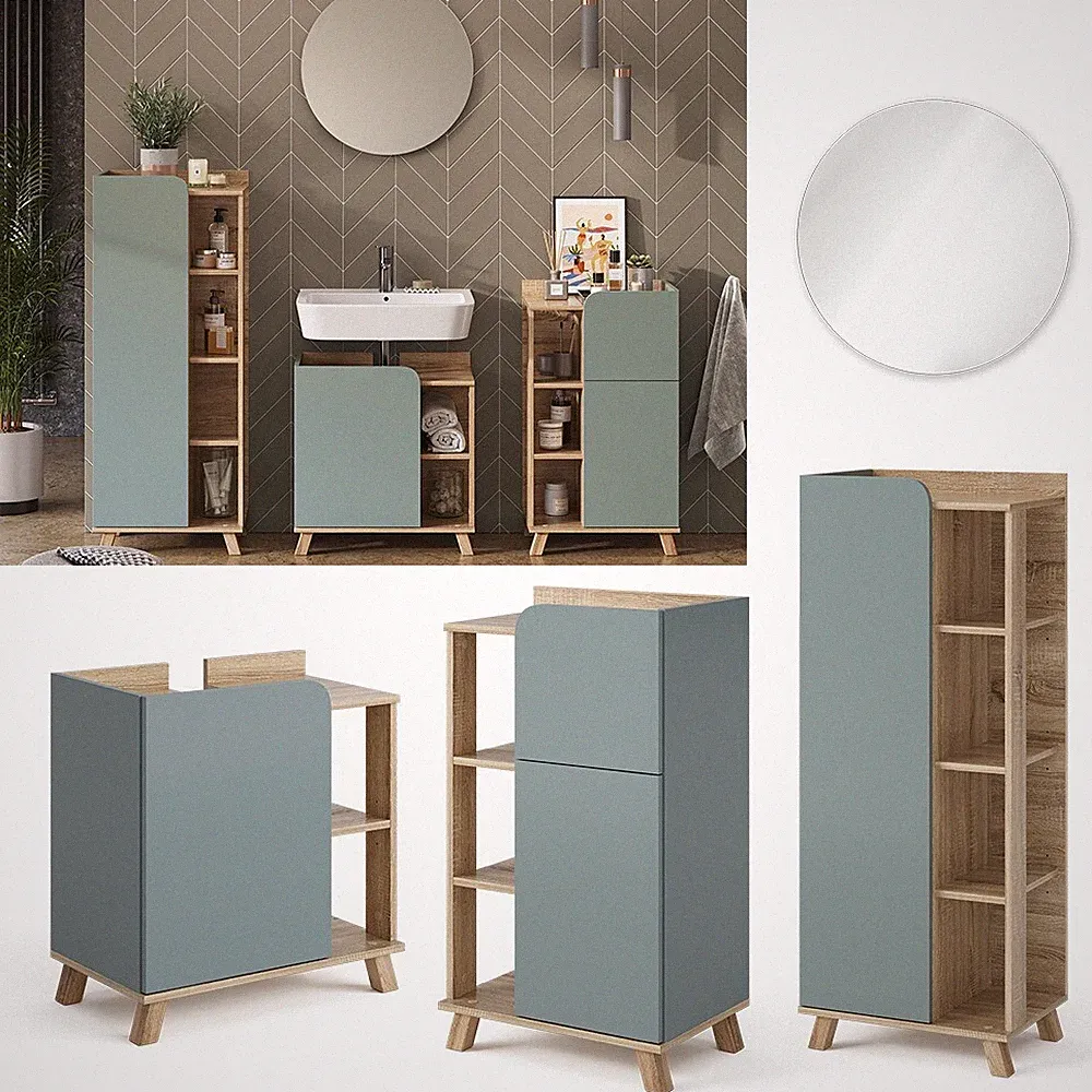 Badmöbel-Set Karen Sonoma Blau 4 Teile Vicco