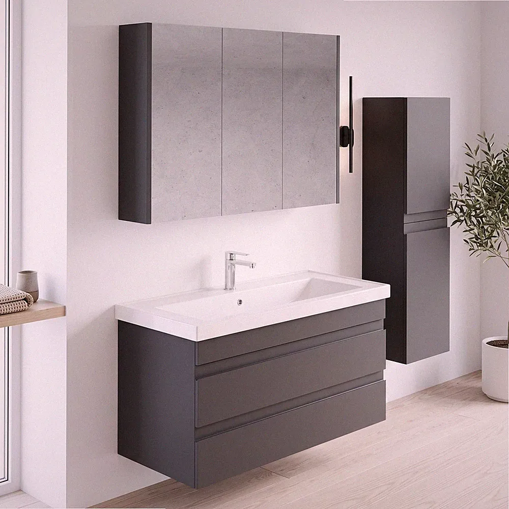 Badmöbel-Set Lara | Spiegelschrank, Waschbecken & Unterschrank | 60, 80, 100 cm