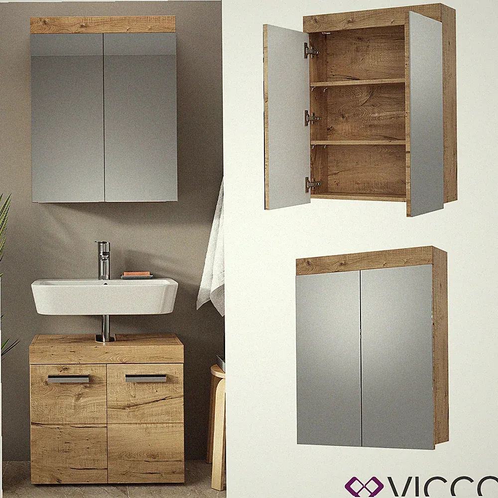 Badmöbel Set Luna Spiegelschrank Unterschrank Hochschrank Hängeschrank Vicco