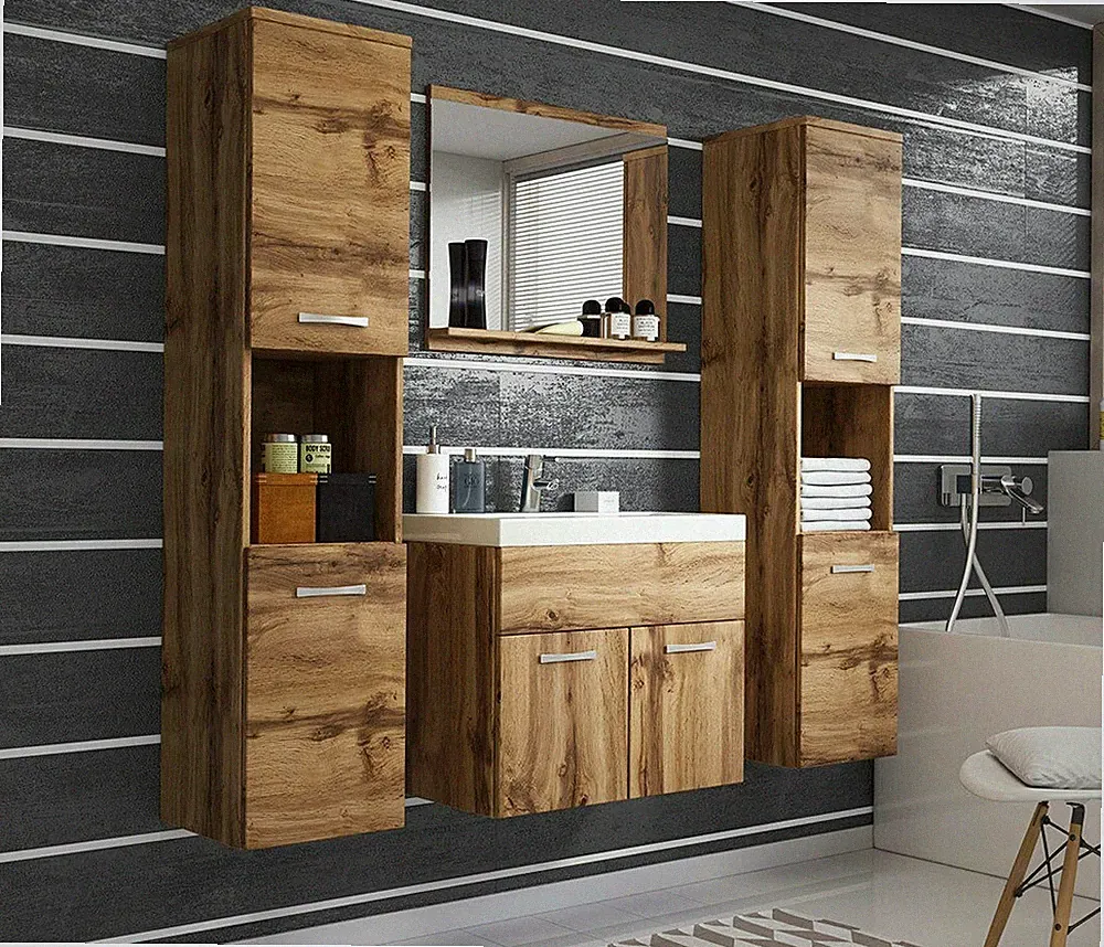 Badmöbel-Set Pangaz XL mit Spiegel und Waschbecken Badmöbel Badezimmer