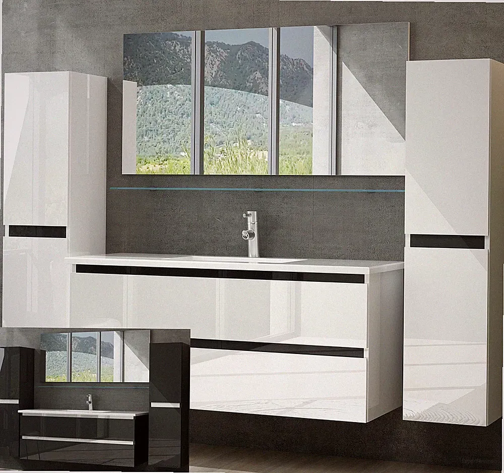 Badmöbel Set Schwarz Hochglanz 6 Teilig Badezimmermöbel 60 cm 90 cm 120 Marcel