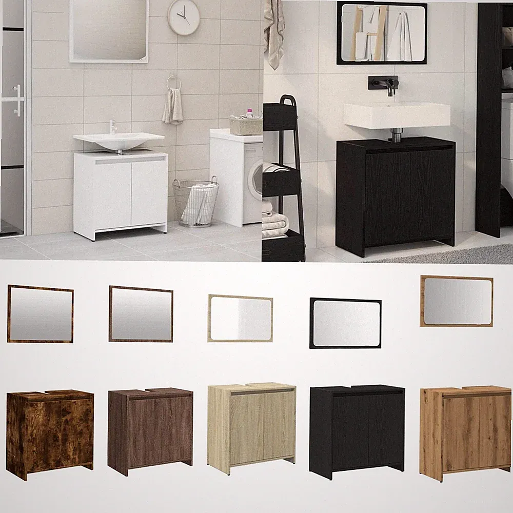 Badmöbel Set Spiegel Badschrank Badezimmermöbel Unterschrank Badezimmerschrank