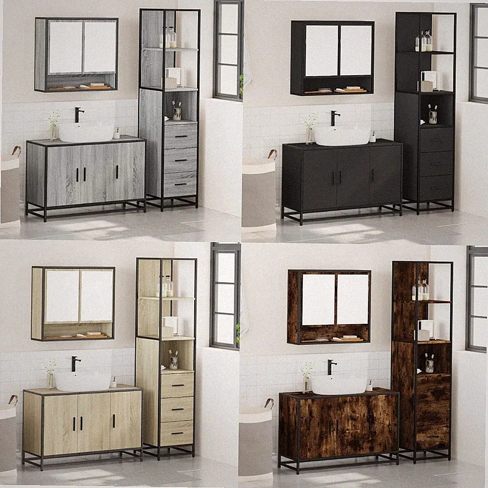 Badmöbel Set Spiegelschrank Unterschrank Badschrank Hochschrank 3-tlg