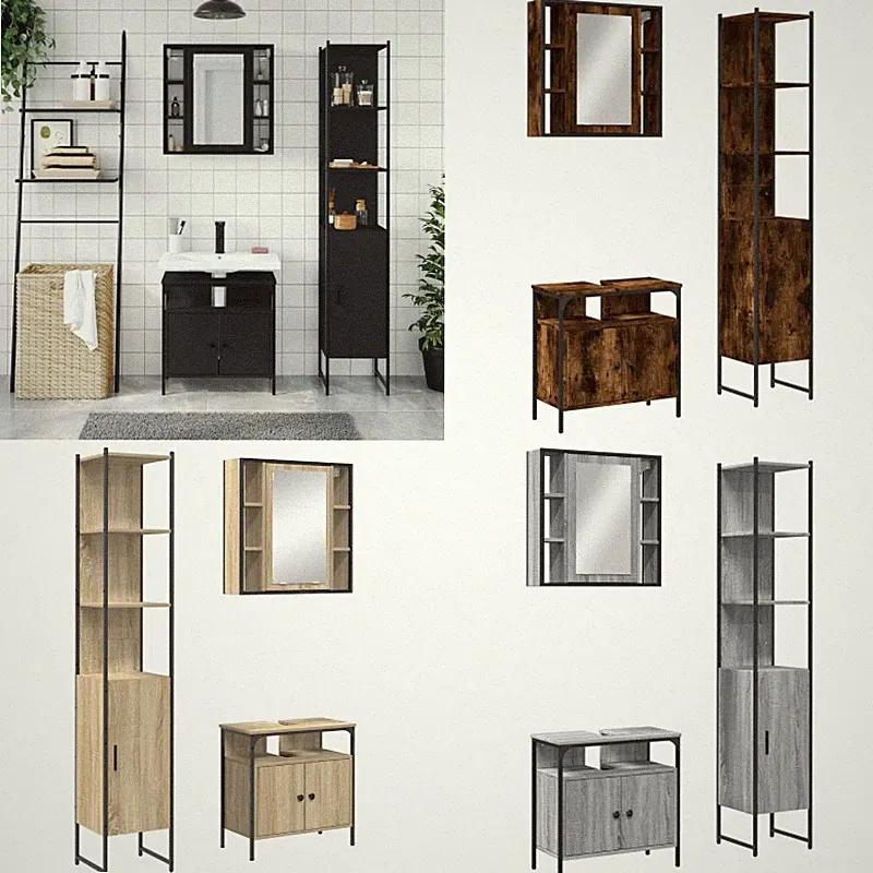 Badmöbel Set Spiegelschrank Unterschrank Badschrank Hochschrank 3-tlg. DE