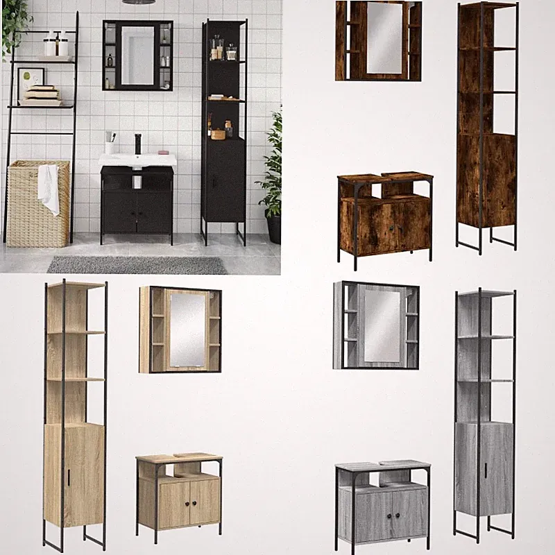 Badmöbel Set Spiegelschrank Unterschrank Badschrank Hochschrank 3-tlg. DE