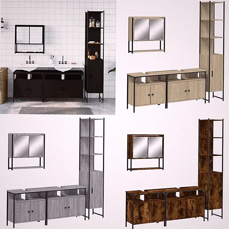 Badmöbel Set Spiegelschrank Unterschrank Badschrank Hochschrank 4-tlg. DE