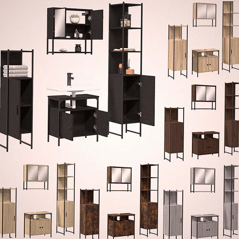 Badmöbel Set Spiegelschrank Unterschrank Midischrank Hochschrank 4-tlg. vidaXL