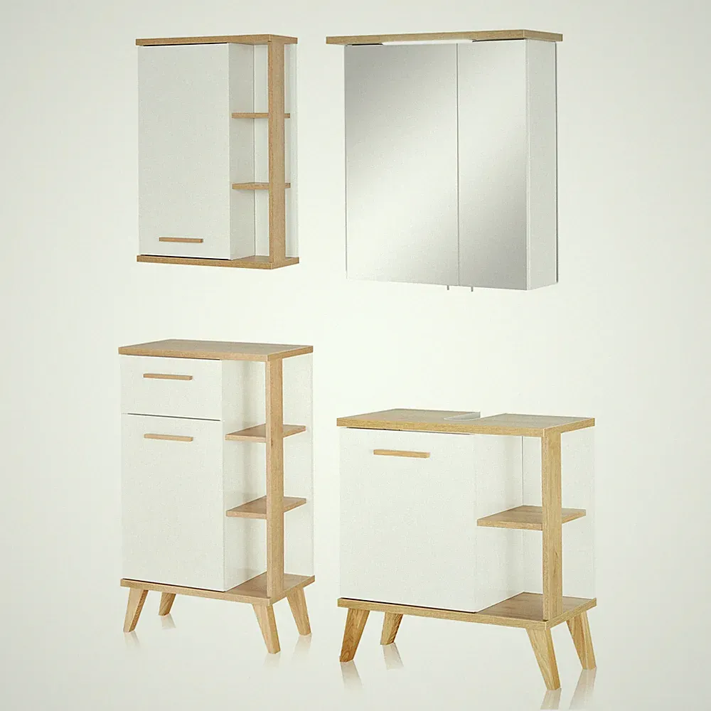 Badmöbel Set Spiegelschrank, Waschbeckenunterschrank, Wandschrank, Unterschrank