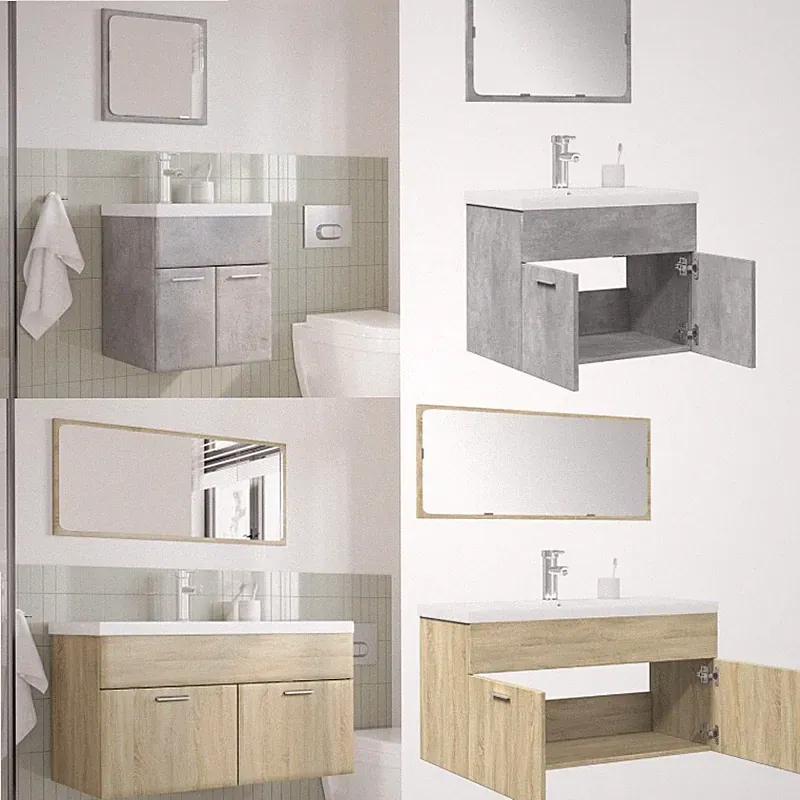 Badmöbel Set Unterschrank Badschrank Spiegel Einbaubecken Bad 3-tlg. Vidaxl