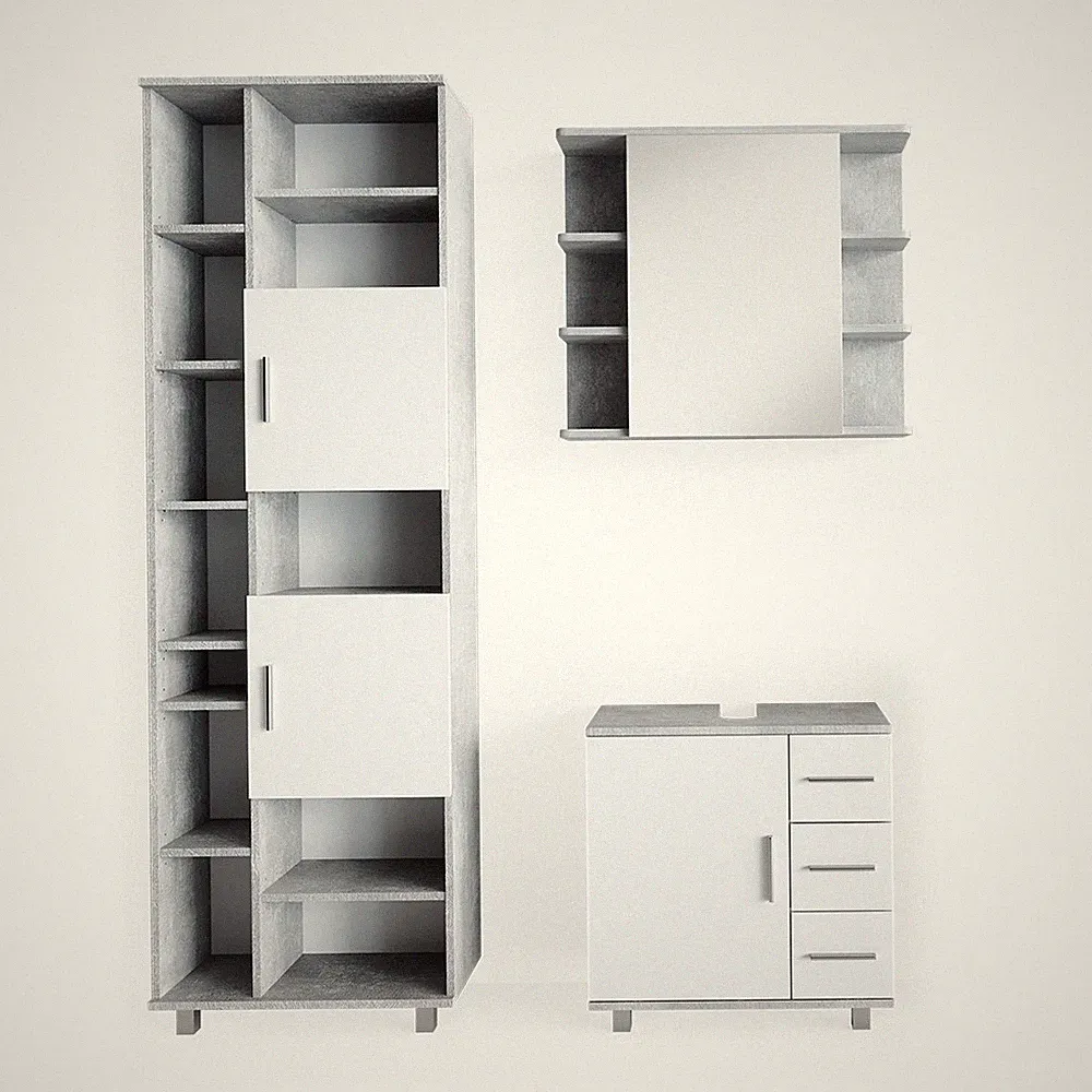 Badmöbel-Set Vicco Ilias 3 Teile, mit Hochschrank