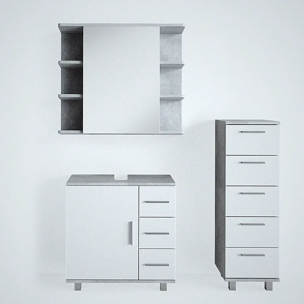 Badmöbel-Set Vicco Ilias 3 Teile, mit Midischrank