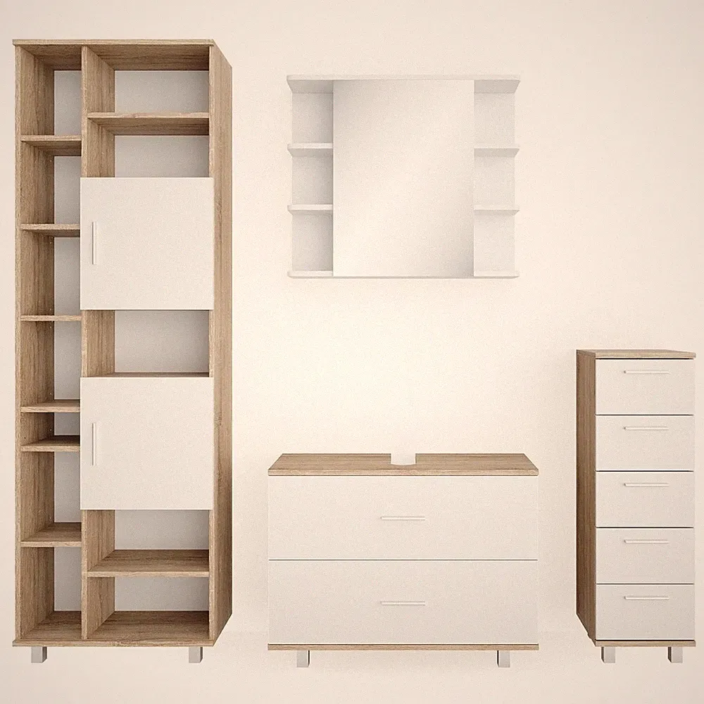 Badmöbel-Set Vicco Ilias 4 Teile, mit Hochschrank