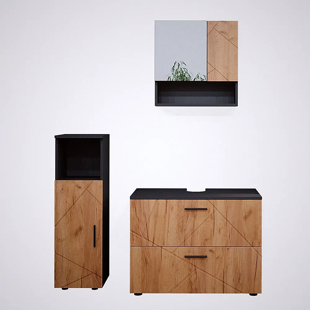Badmöbel-Set Vicco Irma 3 Teile, mit Midischrank