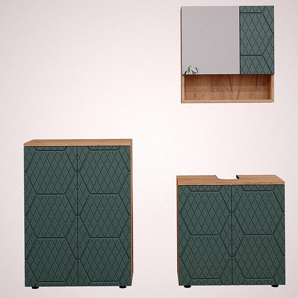 Badmöbel-Set Vicco Irma 3 Teile, mit Unterschrank 60 cm