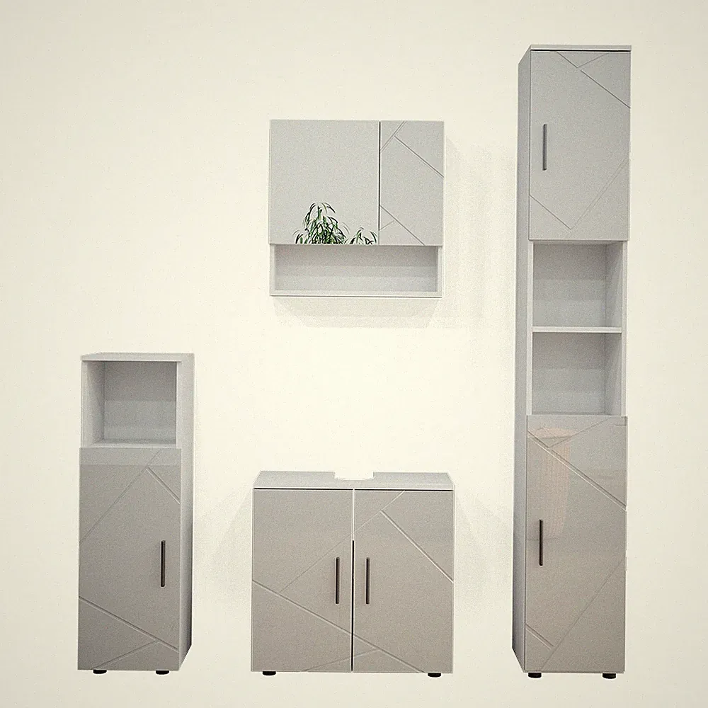 Badmöbel-Set Vicco Irma 4 Teile, mit Hochschrank