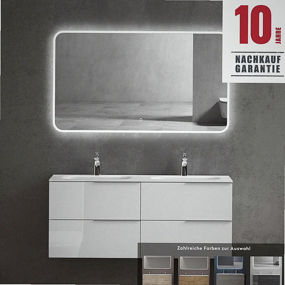 Badmöbel set Waschtisch mit Unterschrank Doppel Waschbecken 120cm 144cm Vanessa