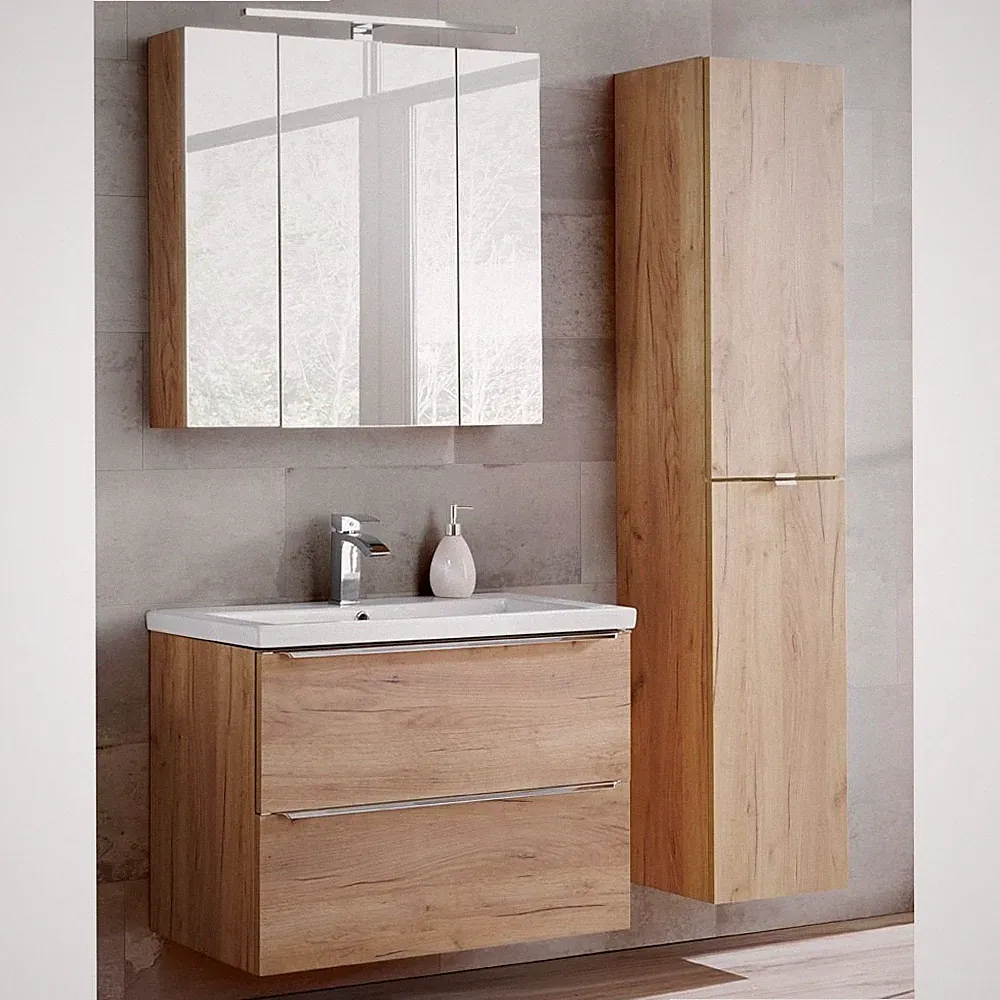 Badmöbel Set Waschtisch Unterschrank mit 80cm Keramik Waschbecken Badezimmer
