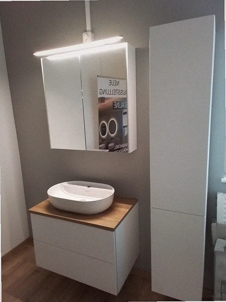 Badmöbel Set Weiß Matt mit Aufsatzbecken Duravit Luv 60cm, pass. zu