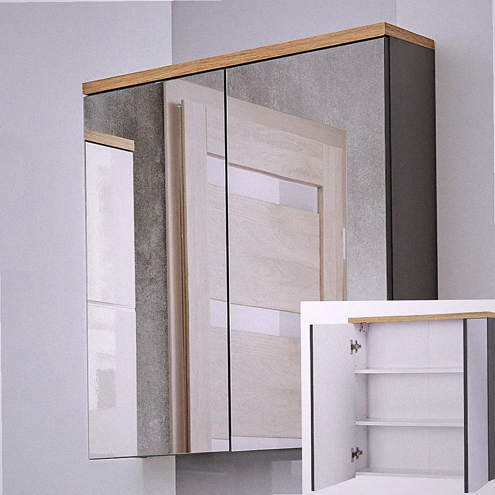 Badmöbel Spiegelschrank 60 cm Bad-Schrank Spiegel weiß Badspiegel Badezimmer