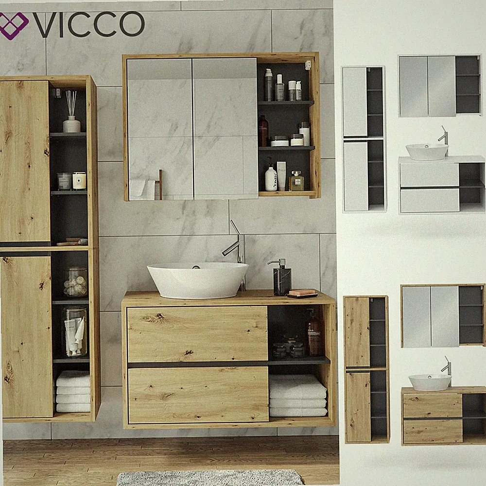 Badmöbel Spiegelschrank Hochschrank Waschtischunterschrank Viola Vicco