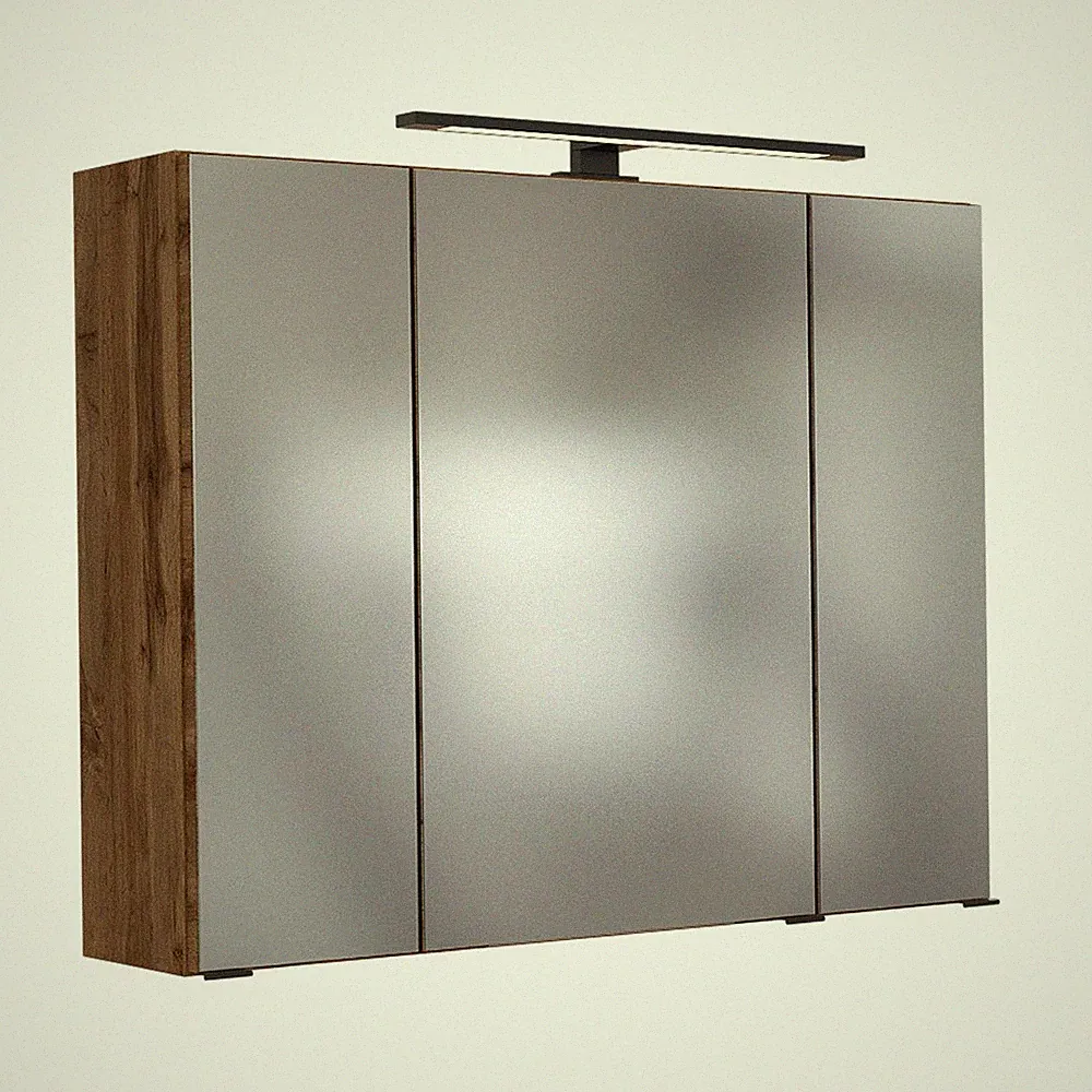 Badmöbel Spiegelschrank in Wotaneiche Nb. 80cm LED Badspiegel Badezimmer-Spiegel
