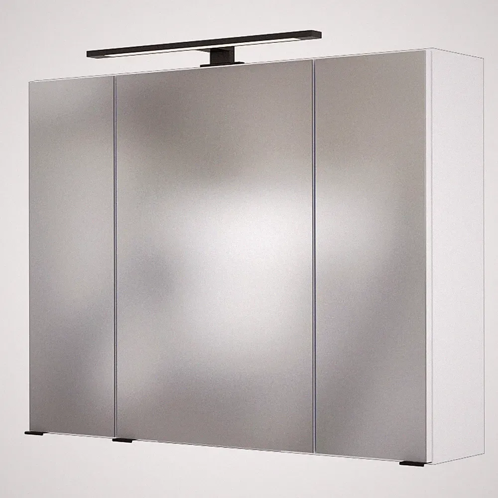 Badmöbel Spiegelschrank weiß 80cm LED-Beleuchtung Badspiegel Badezimmer-Spiegel