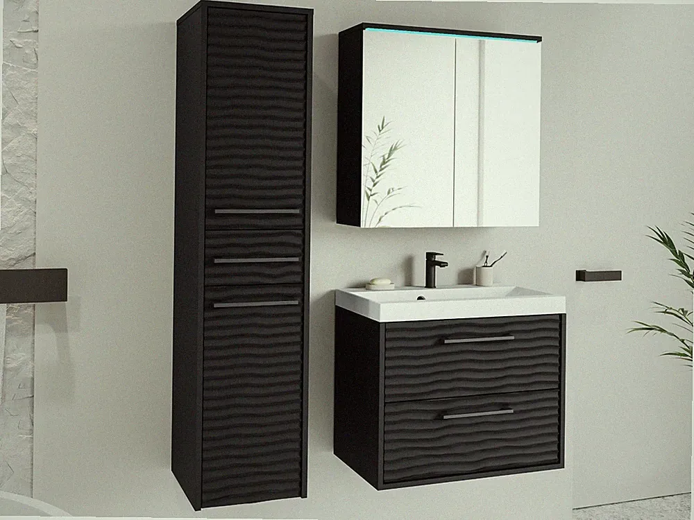 Badmöbel Tirozi I Set mit Waschbecken Badezimmer Komplett Badmoebel Modern