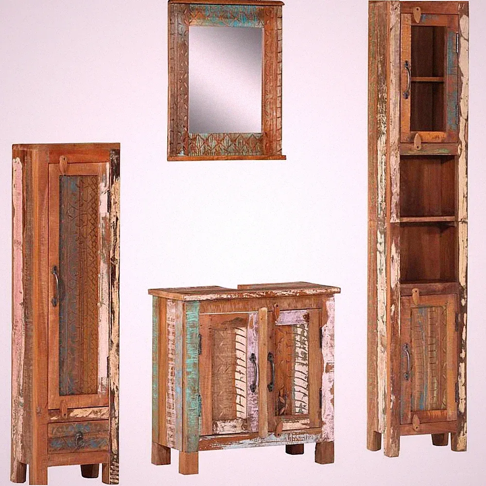 Badmöbel Waschbeckenunterschrank Waschtisch Wandspiegel Badschrank vidaXL