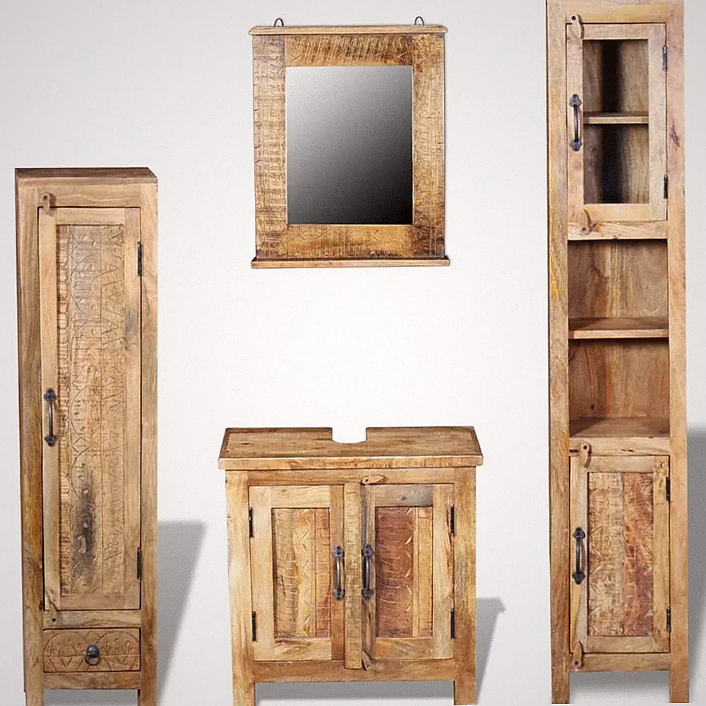 Badmöbel Waschbeckenunterschrank Waschtisch Wandspiegel Badschrank vidaXL