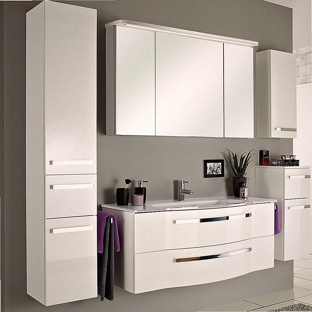 Badmöbel Waschtisch Hängeschrank Bad Wandschrank Spiegelschrank Glas Waschbecken