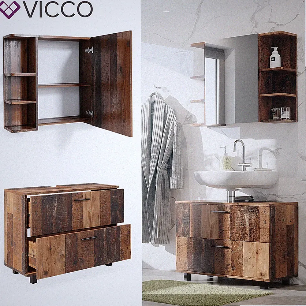 Badmöbelset Badezimmerschrank Badschrank Badezimmer Ilias old style modern Vicco
