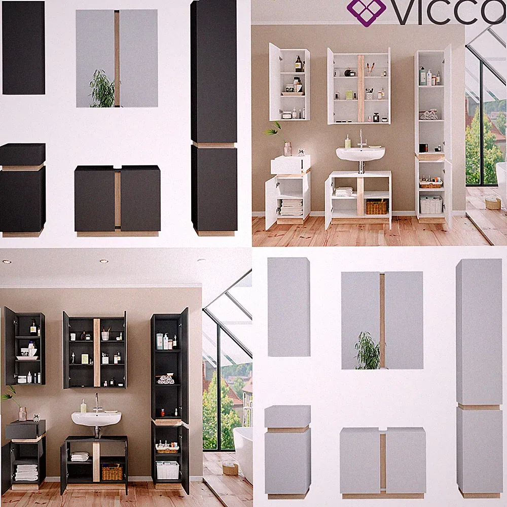 Badmöbelset Gloria modern Badezimmer Spiegelschrank Vicco